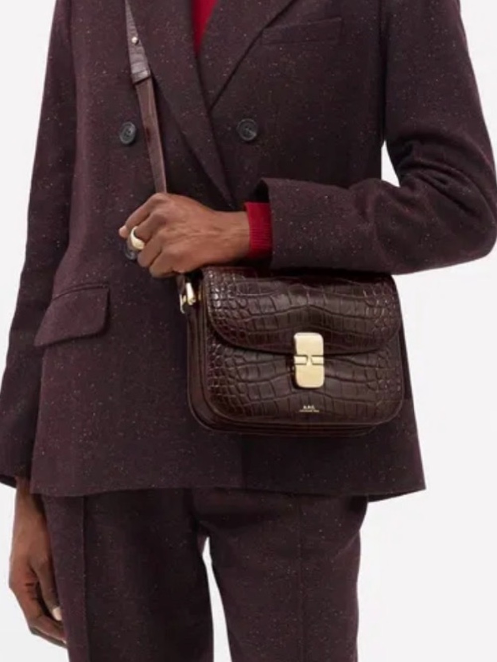 Grace Small Croc-Effect Leather Cross-Body Bag